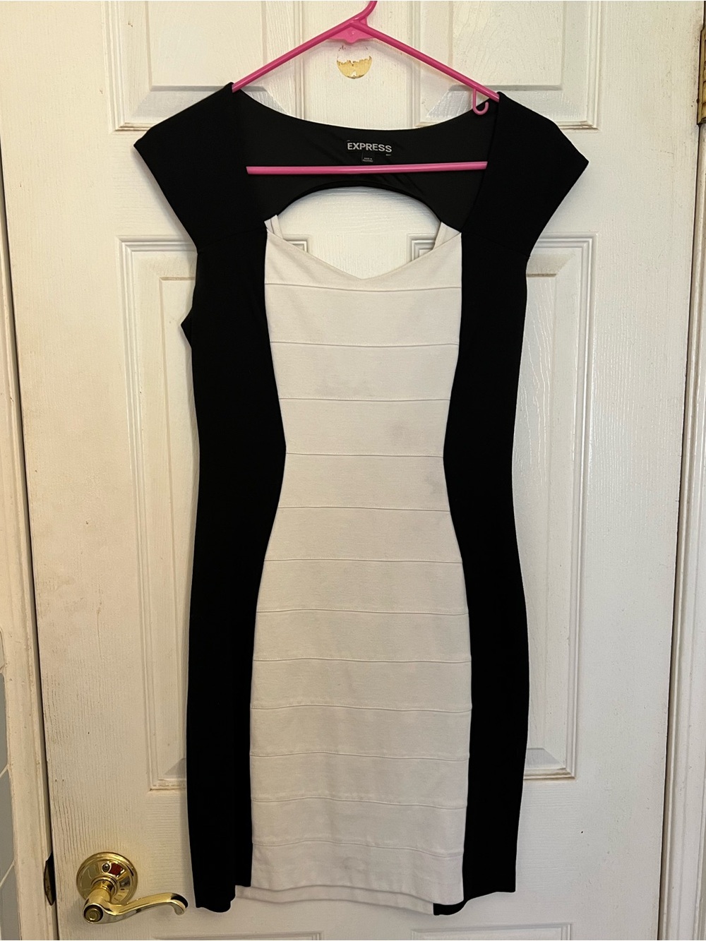 Express Black and White Colorblock Midi Dress